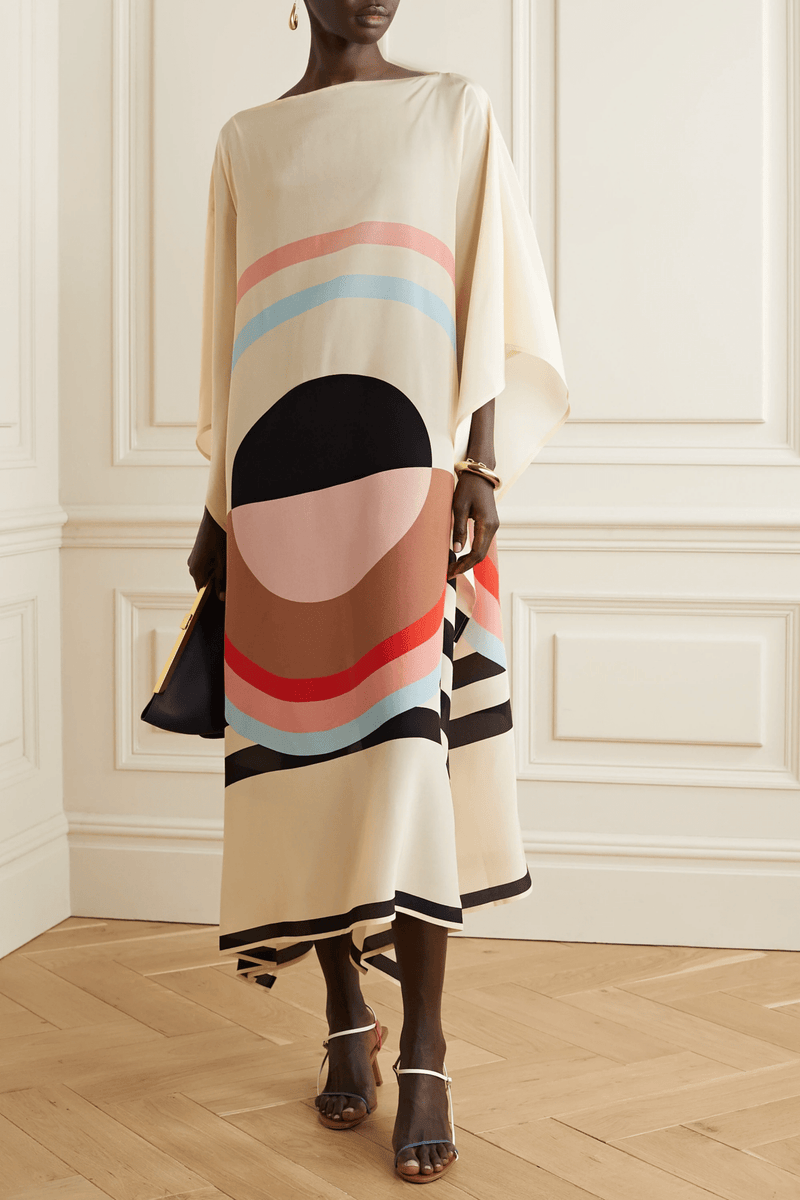 Dreamy Crepe Kaftan Dress - Navvi.in