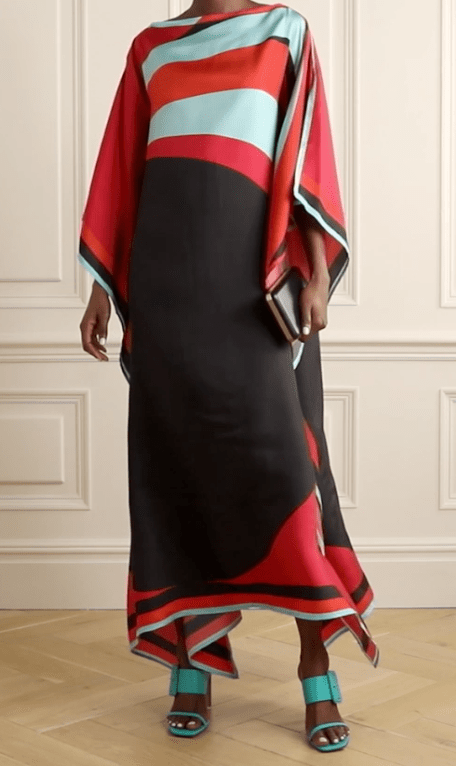 Dreamy Soft Silk Kaftan Dress - Navvi.in