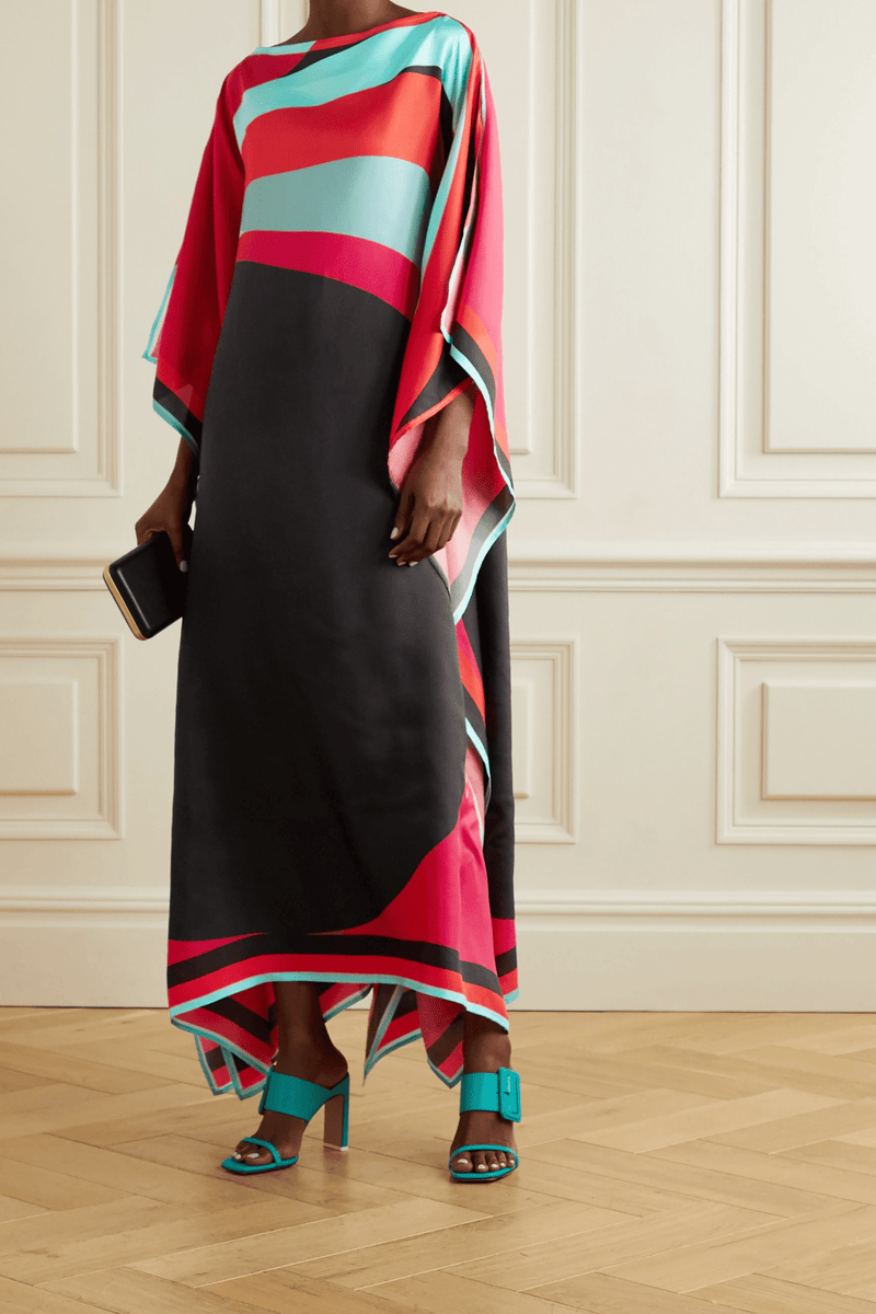 Dreamy Soft Silk Kaftan Dress - Navvi.in