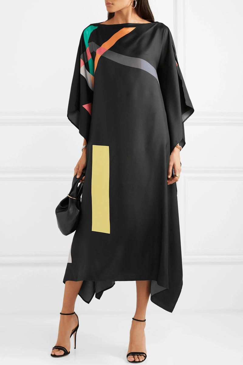Electric Black Kaftan Dress - Navvi.in