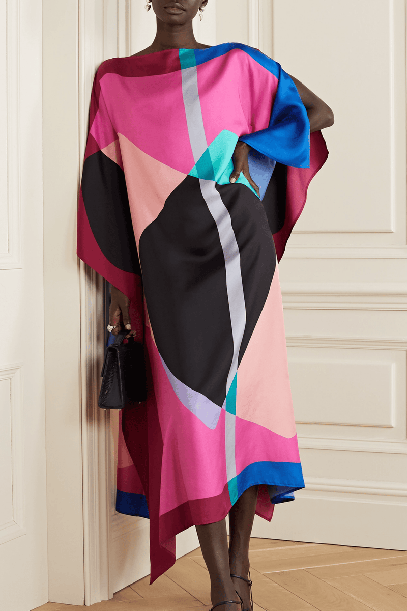 Enchantress Silk Kaftan Dress - Navvi.in