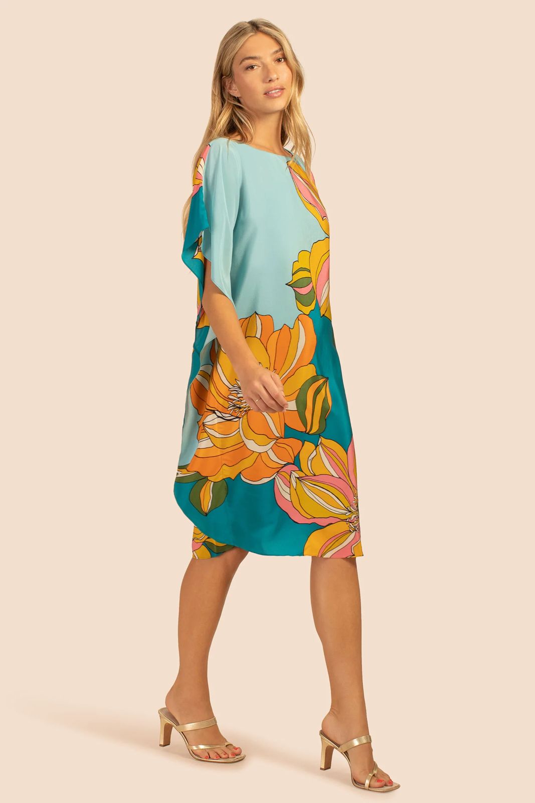Floral Printed Short Kaftan Dress - Navvi.in