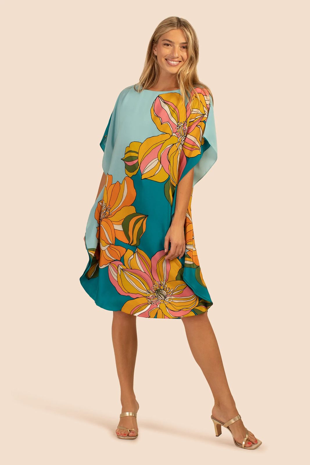 Floral Printed Short Kaftan Dress - Navvi.in