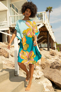 Floral Printed Short Kaftan Dress - Navvi.in