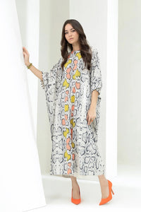 Front Slit Printed Kaftan Dress - Navvi.in
