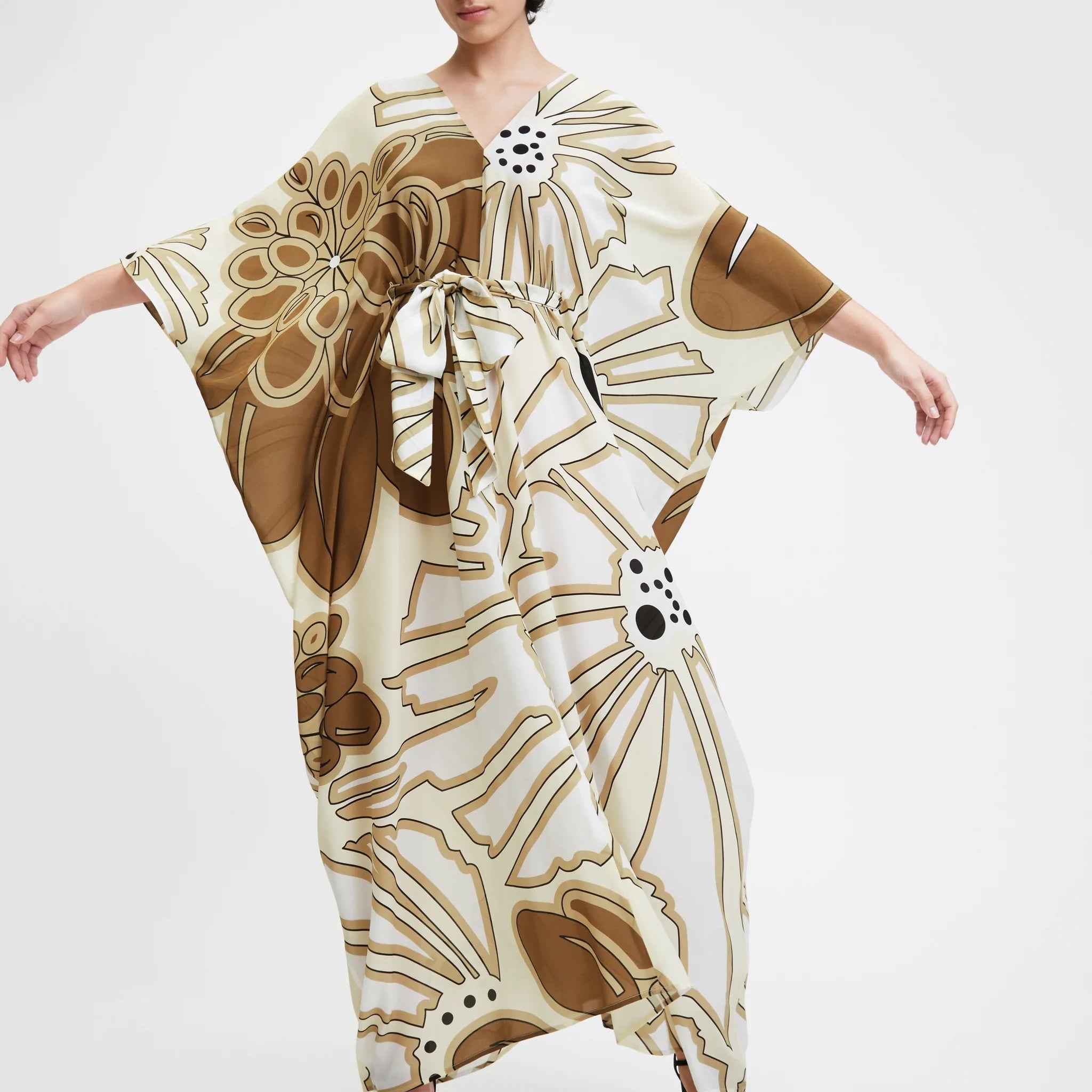 Golden Hues Kaftan Dress - Navvi.in