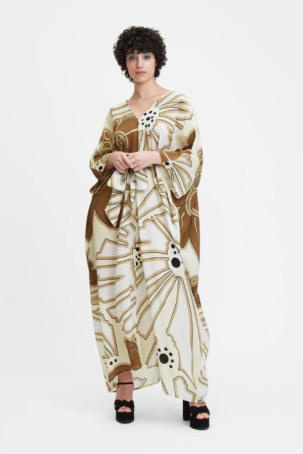 Golden Hues Kaftan Dress - Navvi.in