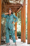 Green Abstract Full Sleeves Set - Navvi.in
