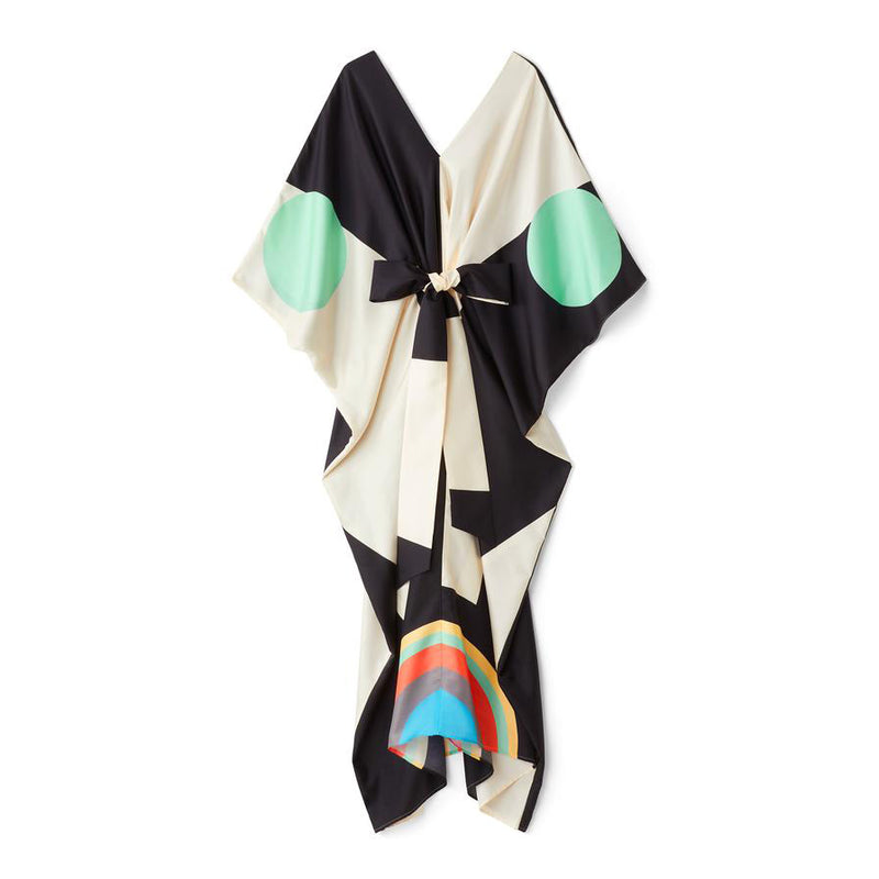 Belted Satin Silk Kaftan Dress