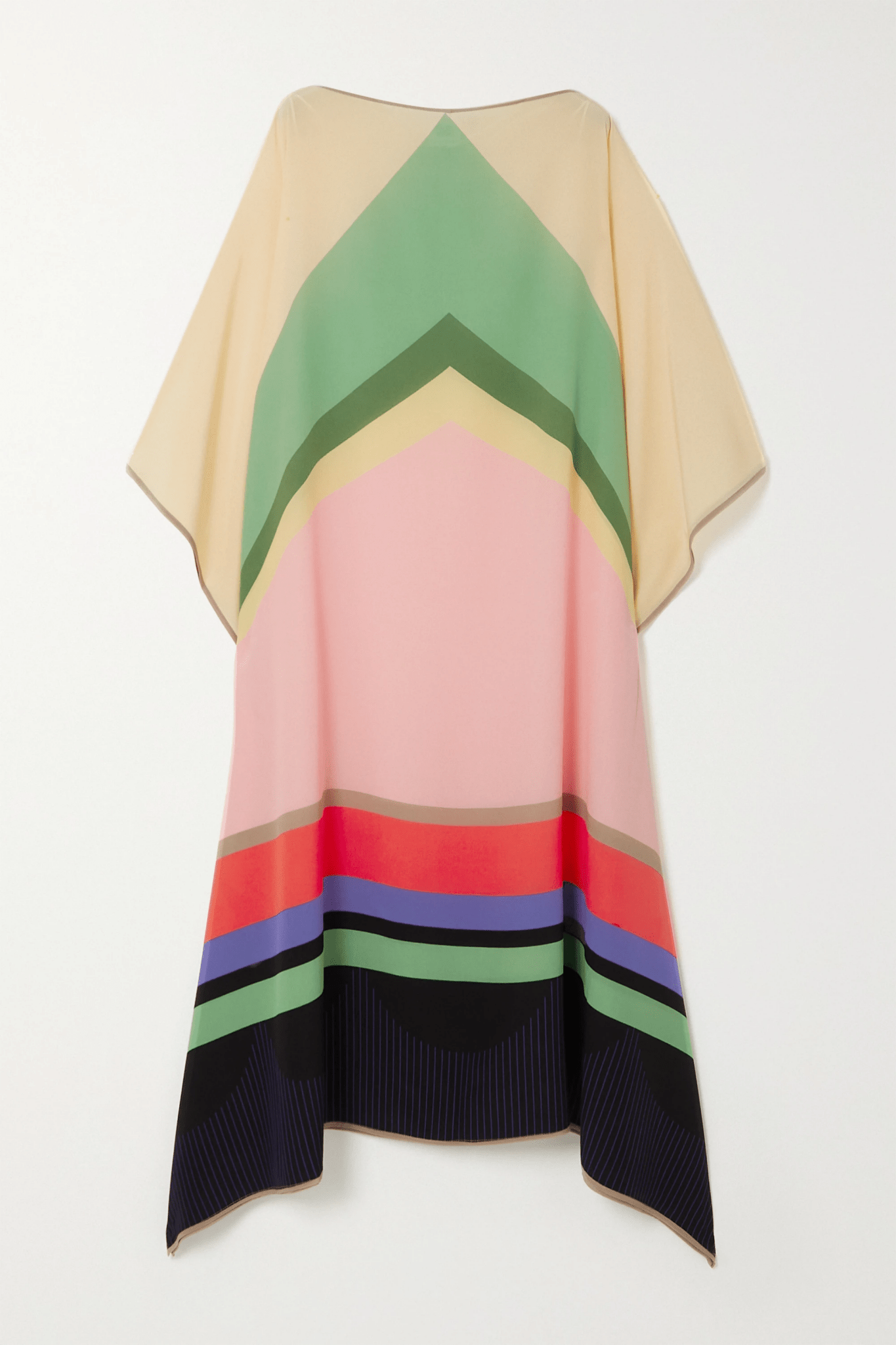Lotus Silk Crepe Kaftan Dress - Navvi.in