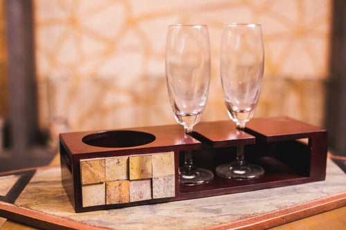 Champagne Tray Small With Glasses - Navvi Lifestyle