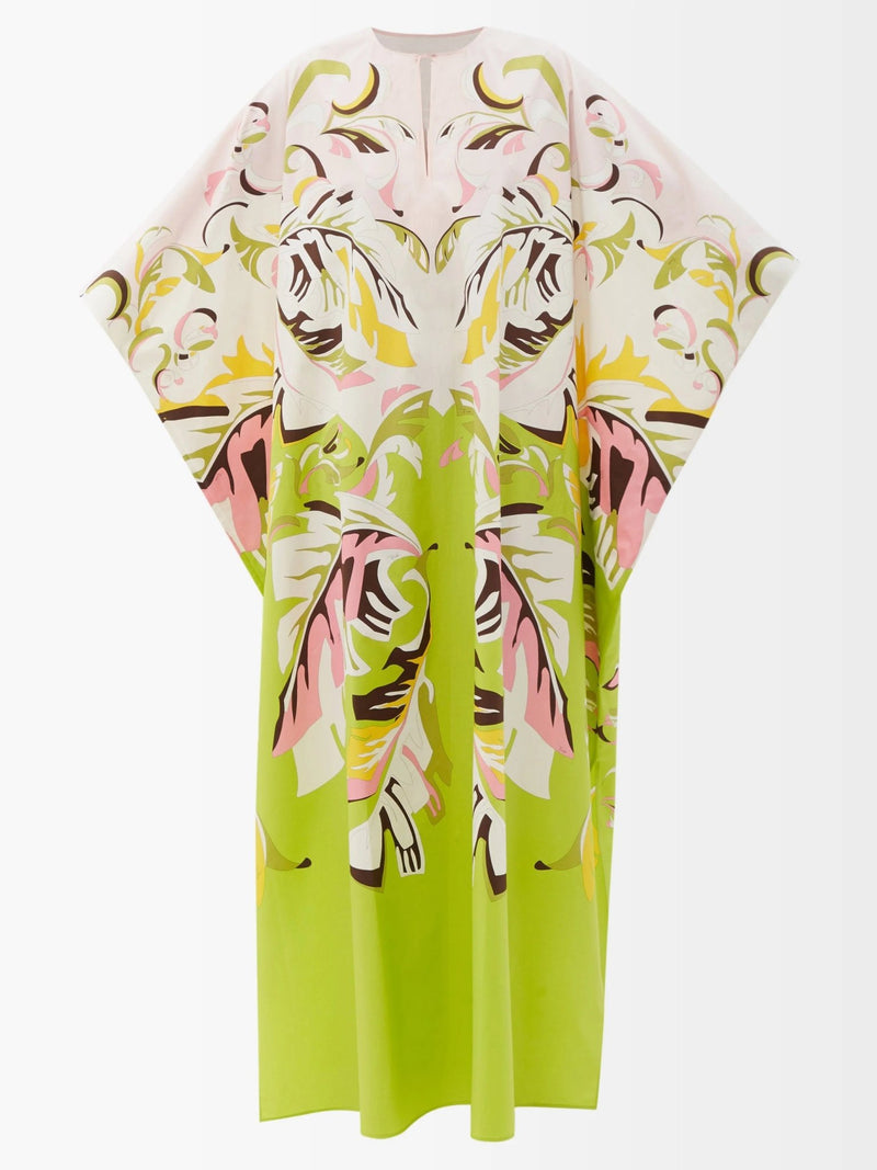 Moss Green Kaftan Dress - Navvi.in