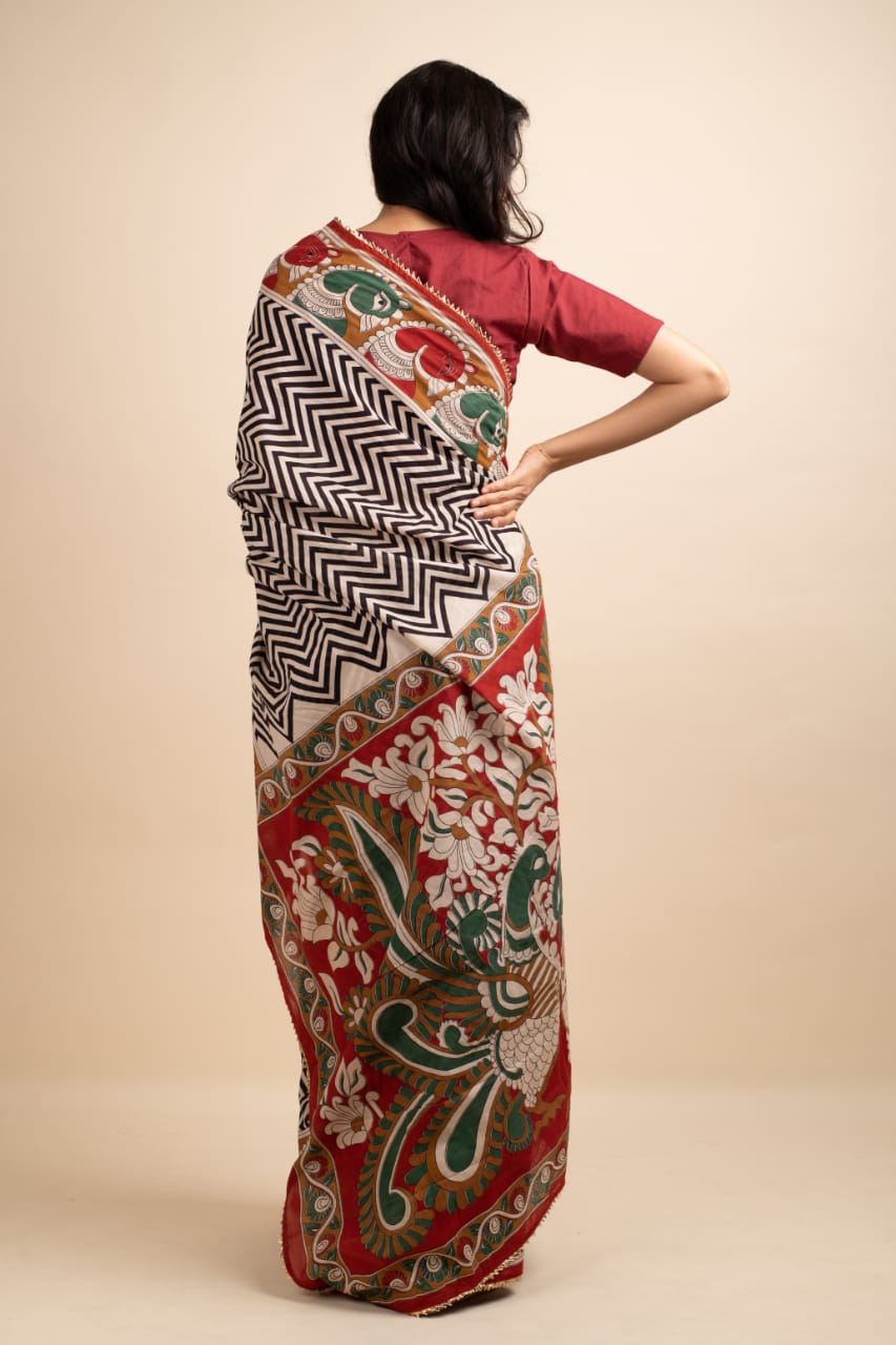 Multicolor Sea Saree - Navvi.in
