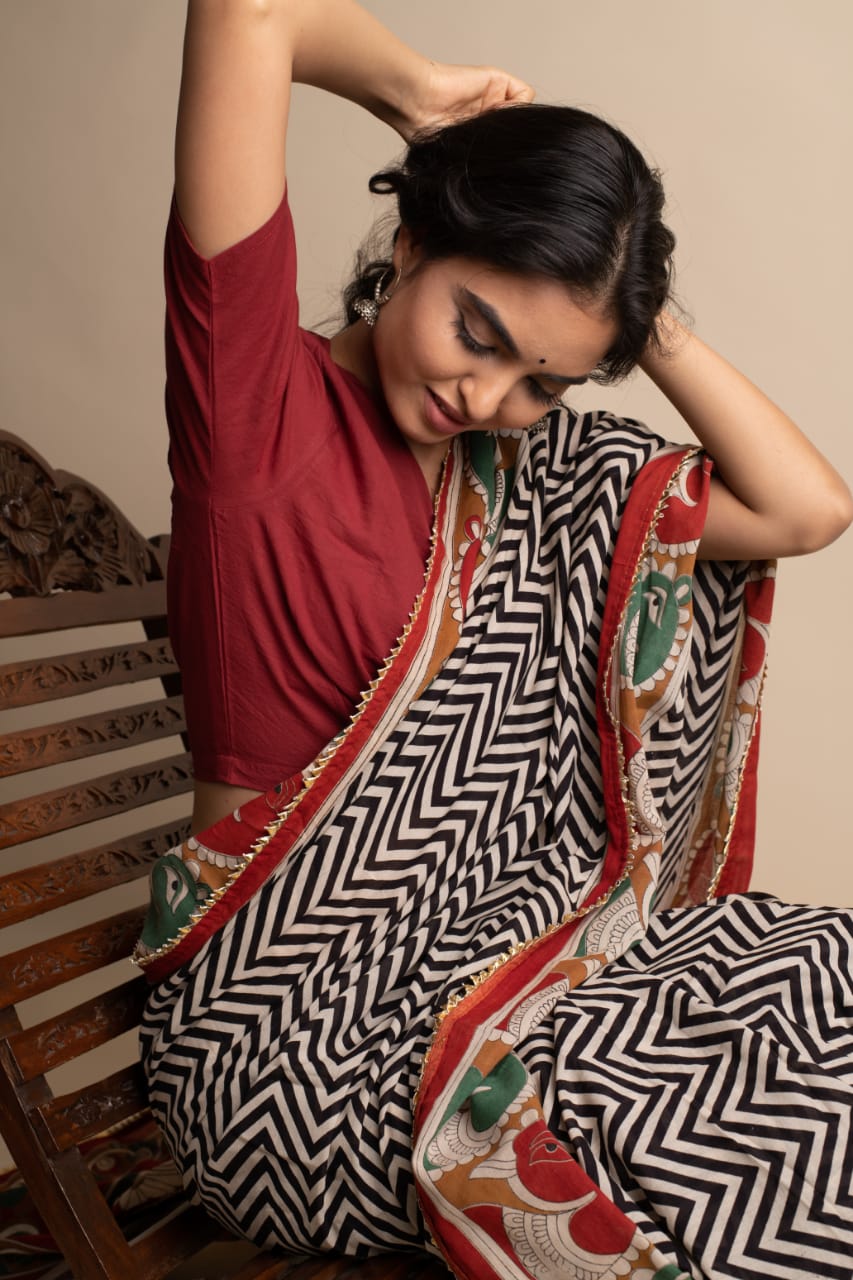 Multicolor Sea Saree - Navvi.in