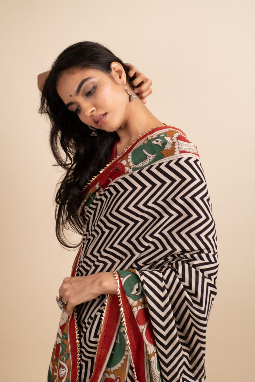 Multicolor Sea Saree - Navvi.in