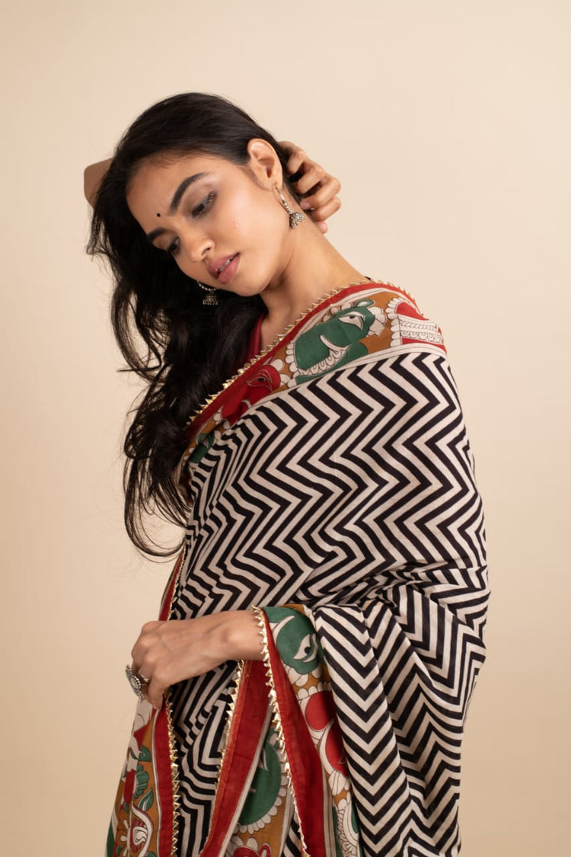 Multicolor Sea Saree - Navvi.in