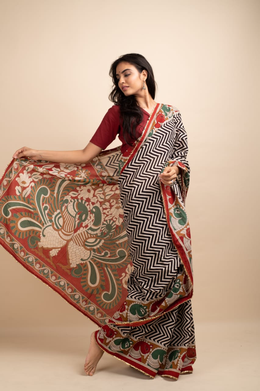 Multicolor Sea Saree - Navvi.in