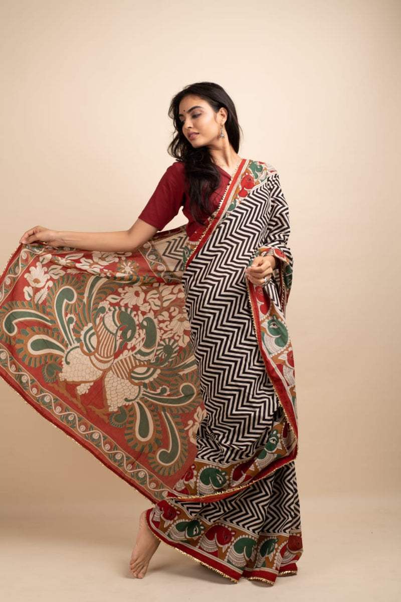 Multicolor Sea Saree - Navvi.in