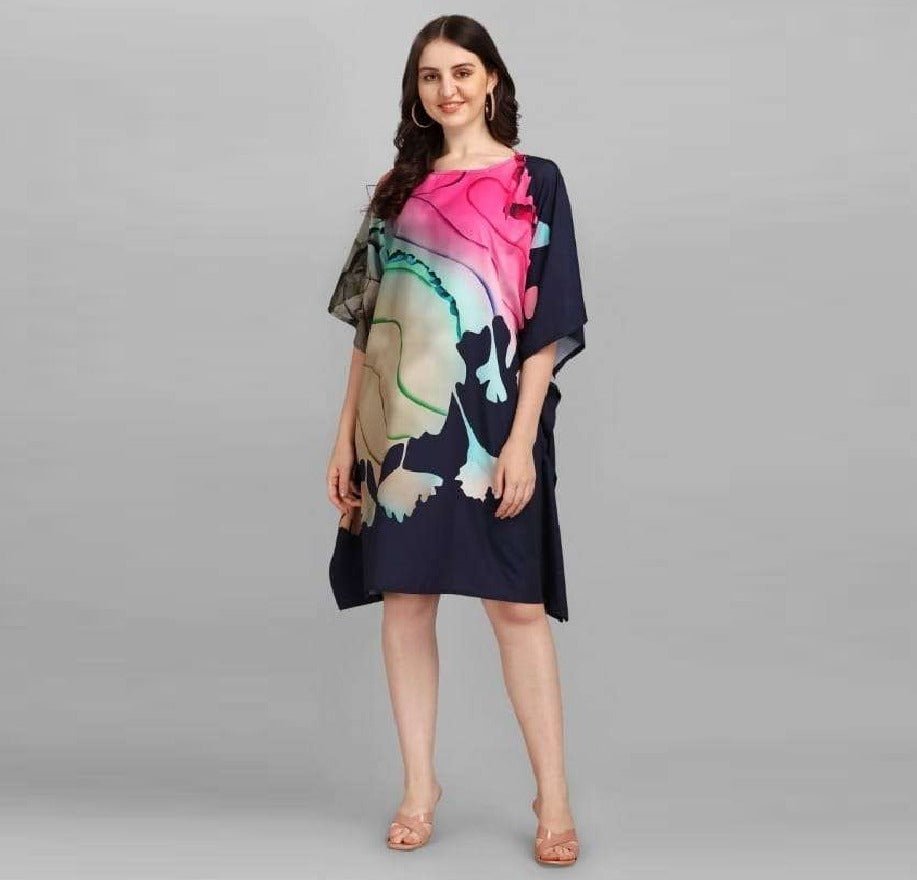 Multicolor Short Kaftan Dress - Navvi.in