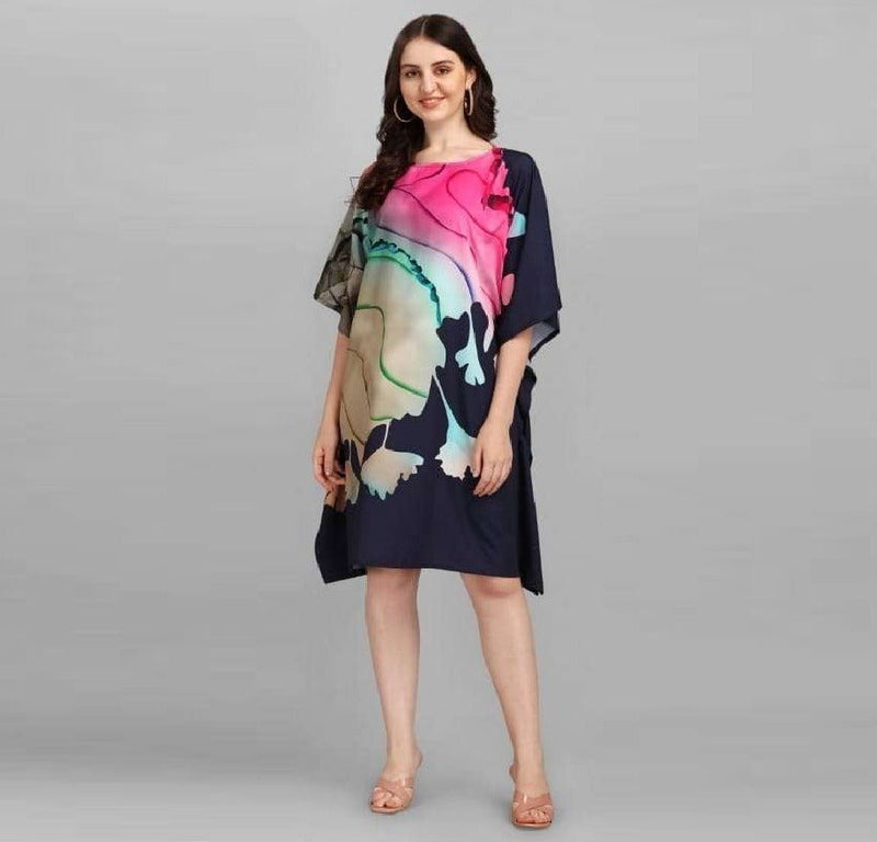 Multicolor Short Kaftan Dress - Navvi.in