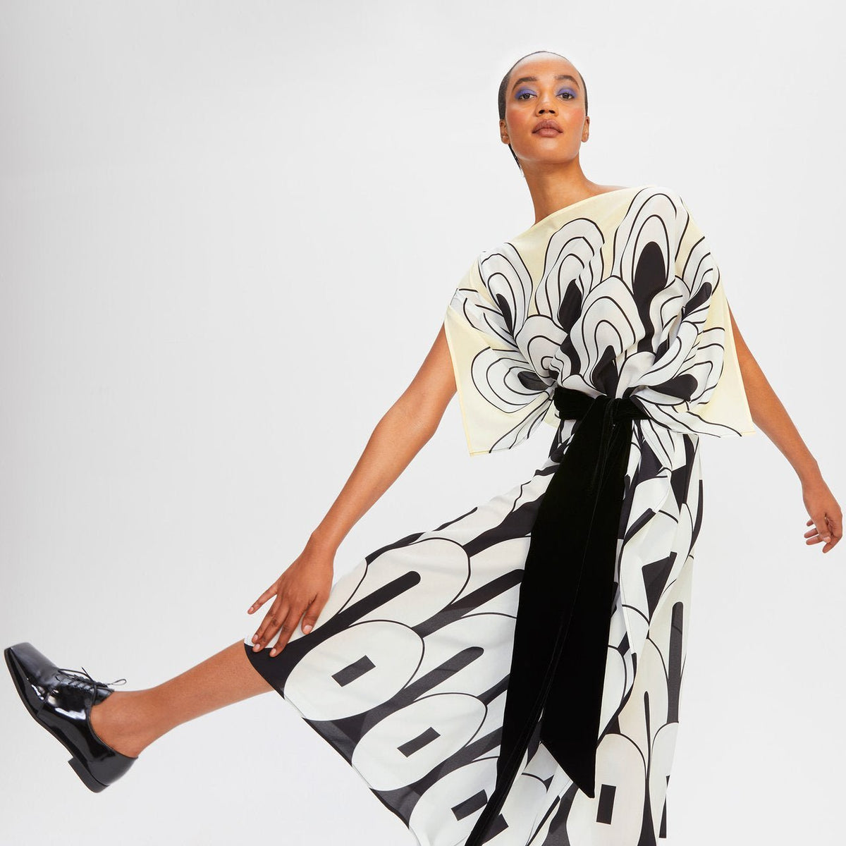 Mushroom Silk Crepe Kaftan Dress - Navvi.in