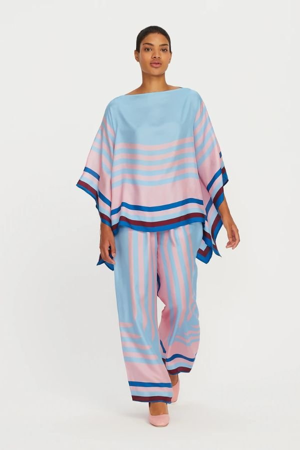 Ocean Wave Satin Silk Co - ord Set - Navvi.in