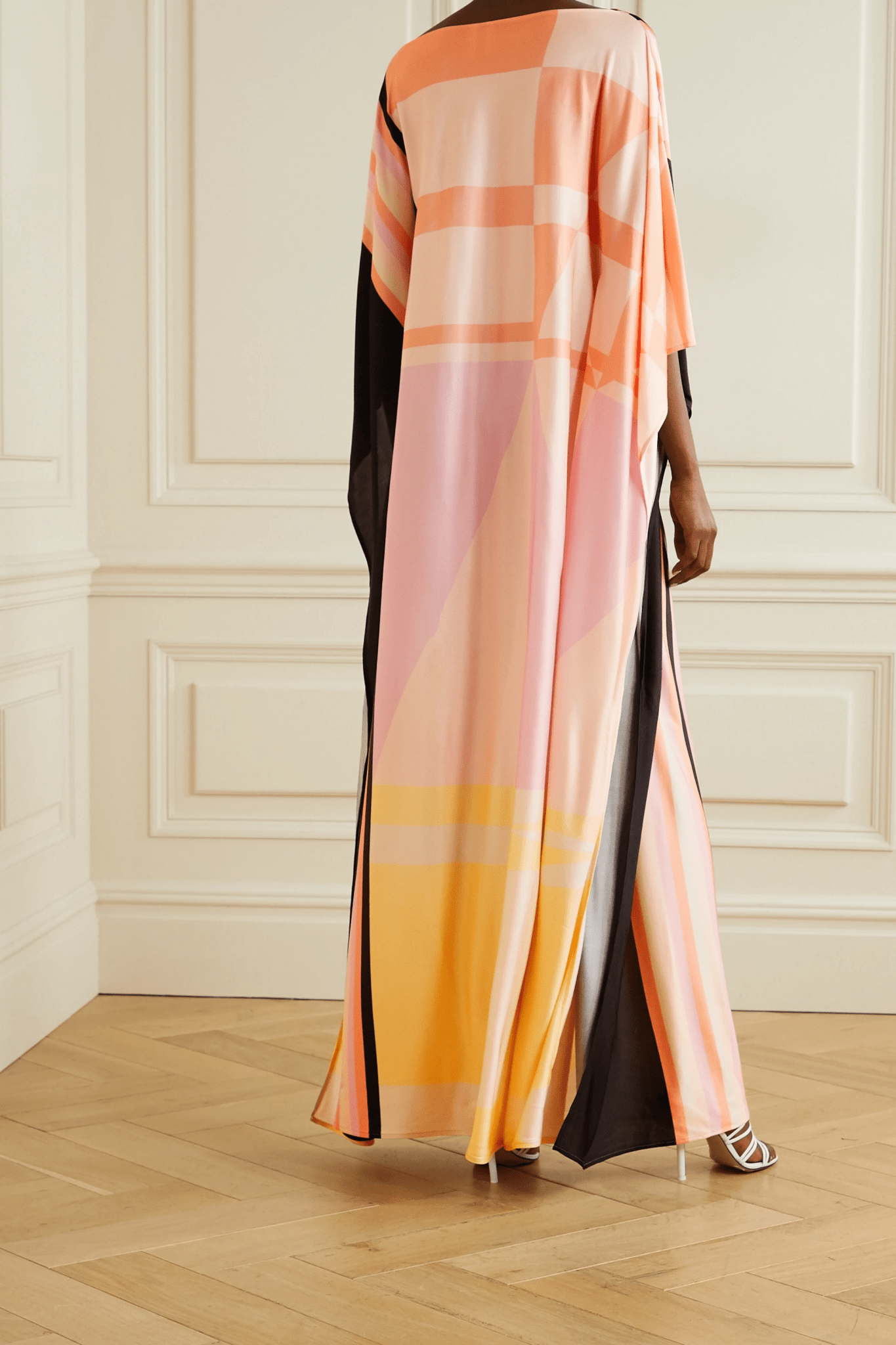 Pastel Hues Silk Kaftan Dress - Navvi.in