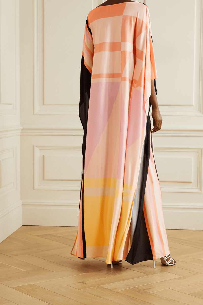 Pastel Hues Silk Kaftan Dress - Navvi.in