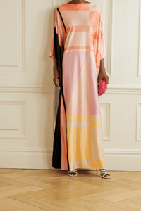 Pastel Hues Silk Kaftan Dress - Navvi.in