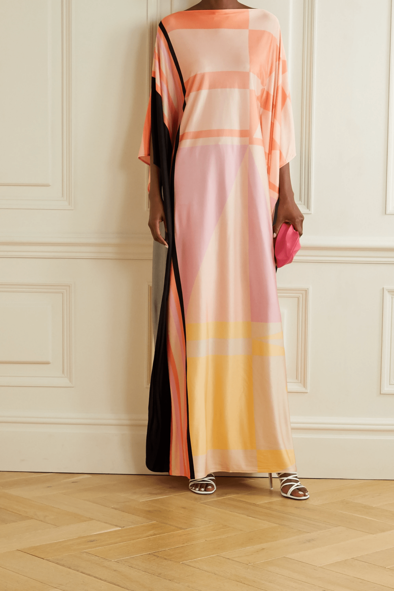 Pastel Hues Silk Kaftan Dress - Navvi.in