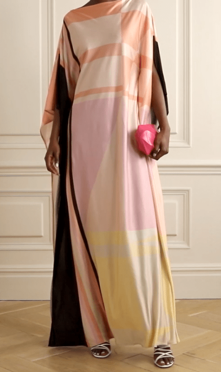 Pastel Hues Silk Kaftan Dress - Navvi.in