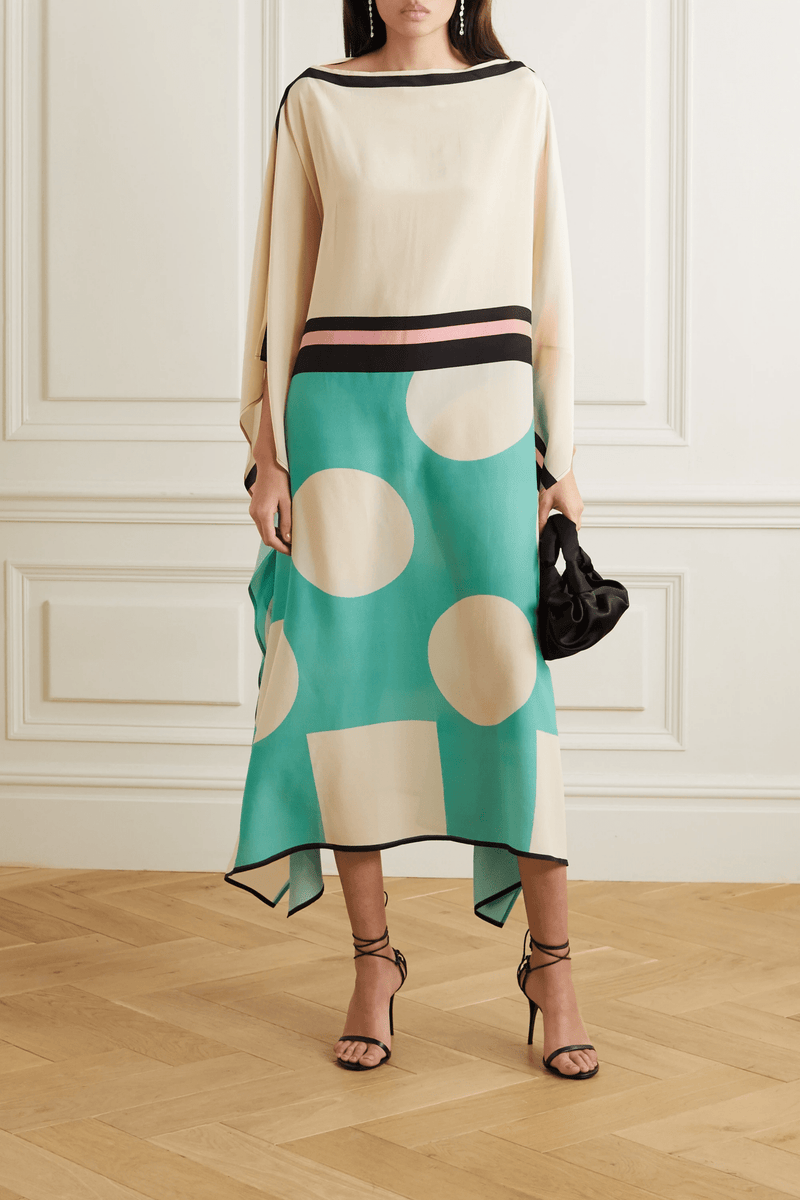 Pastel Satin Silk Kaftan Dress - Navvi.in