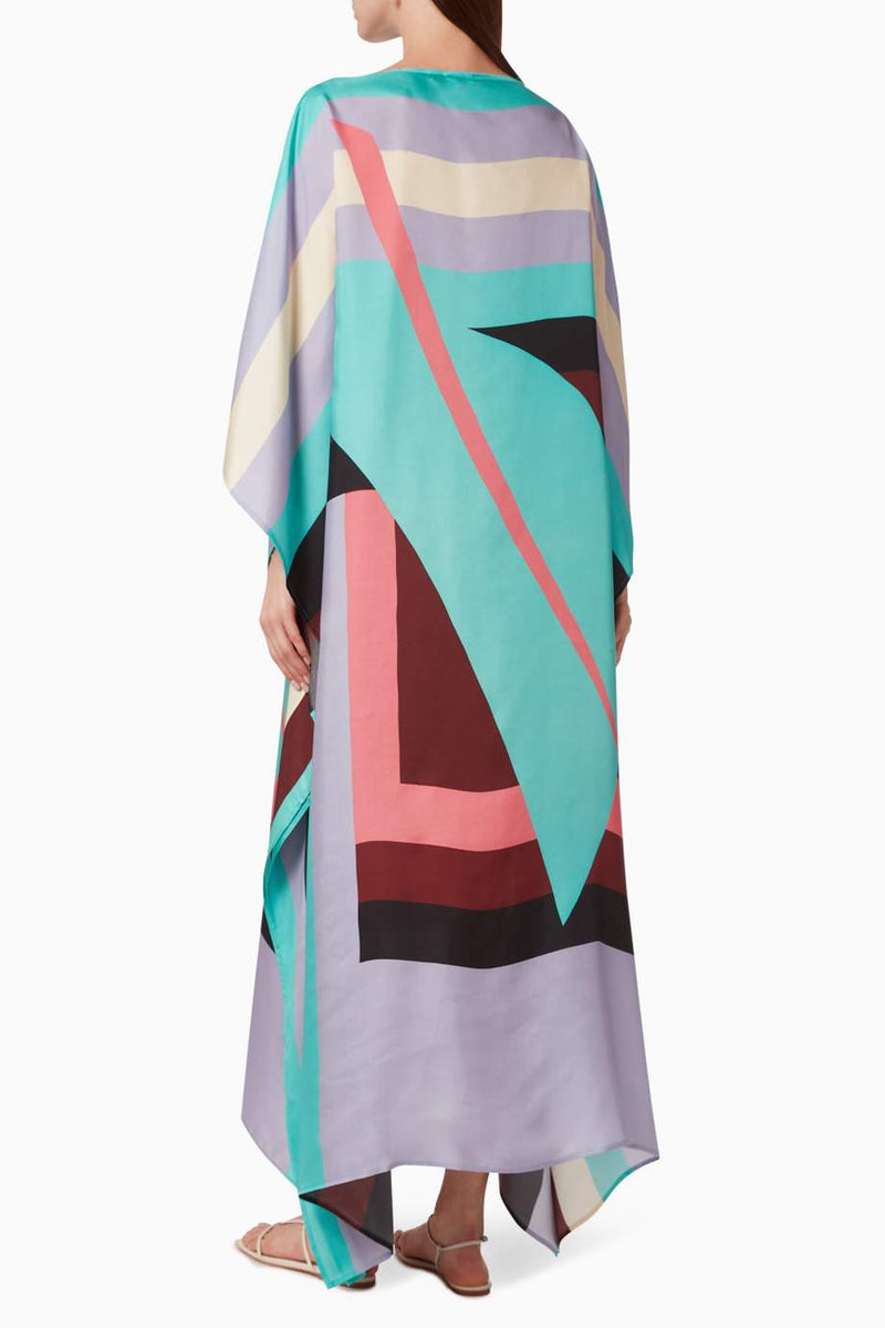 Pastel Silk Crepe Kaftan - Navvi.in