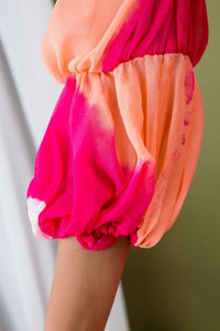 Pink & Peach Shibori Dress - Navvi.in