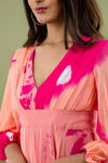 Pink & Peach Shibori Dress - Navvi.in