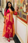 Pink & Peach Shibori Dress - Navvi.in