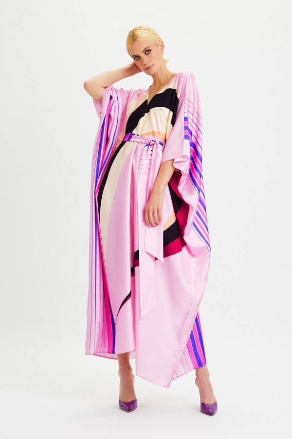 Pleasing Pink Kaftan Dress - Navvi.in