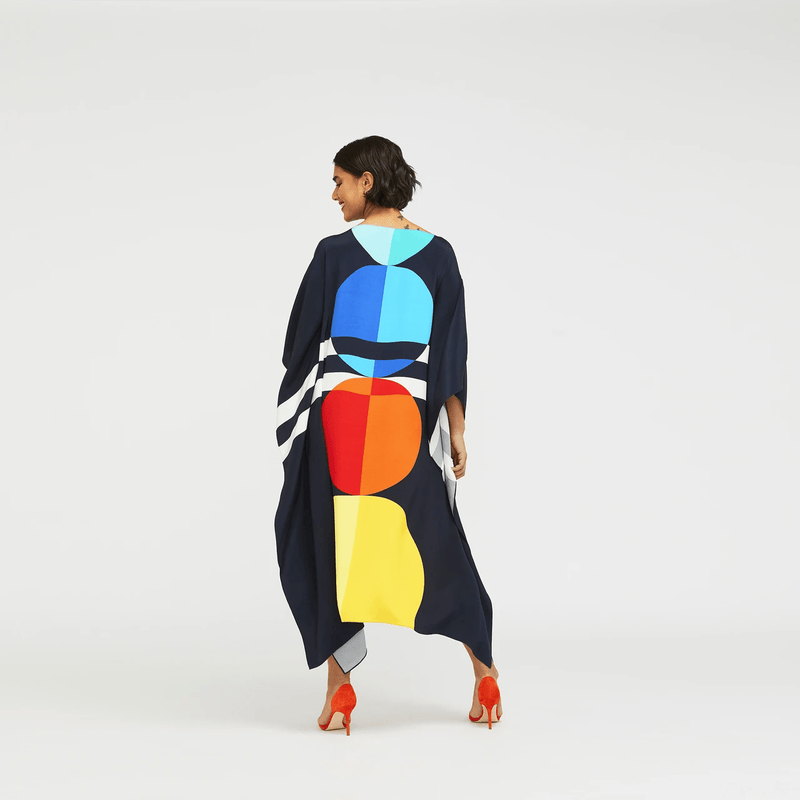 Pop Out Silk Kaftan Dress - Navvi.in