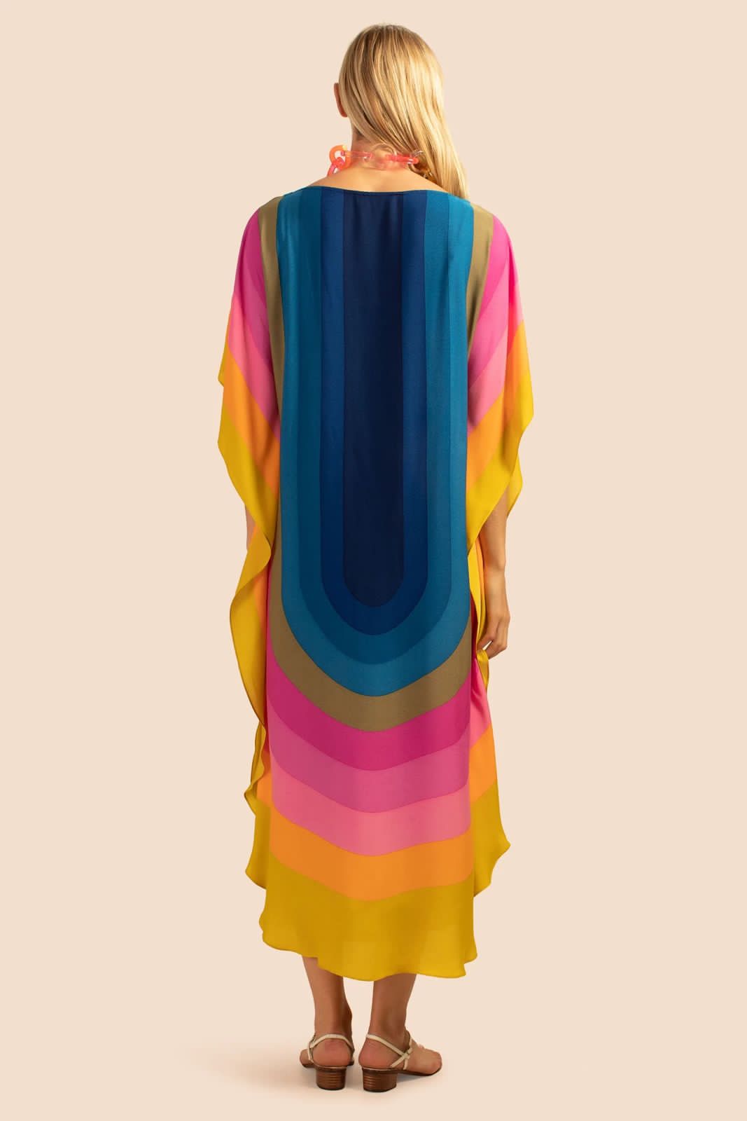 Rainbow Satin Silk Kaftan - Navvi.in