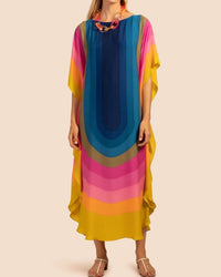 Rainbow Satin Silk Kaftan - Navvi.in