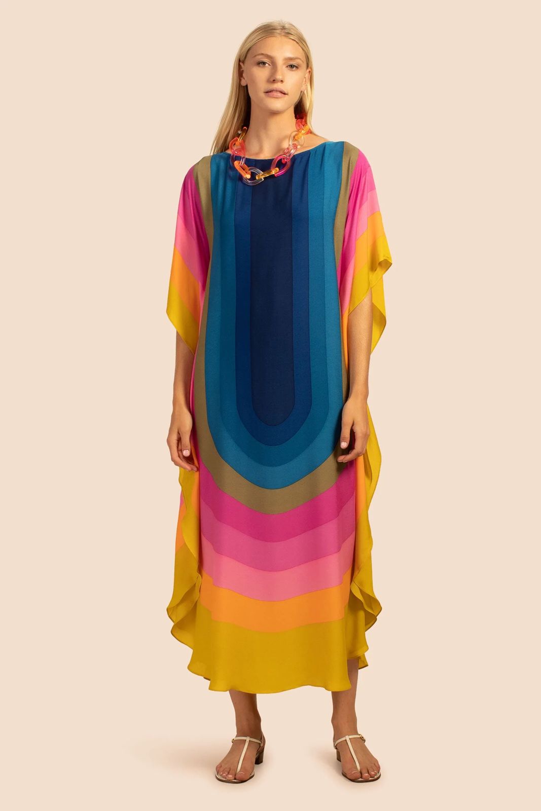 Rainbow Satin Silk Kaftan - Navvi.in