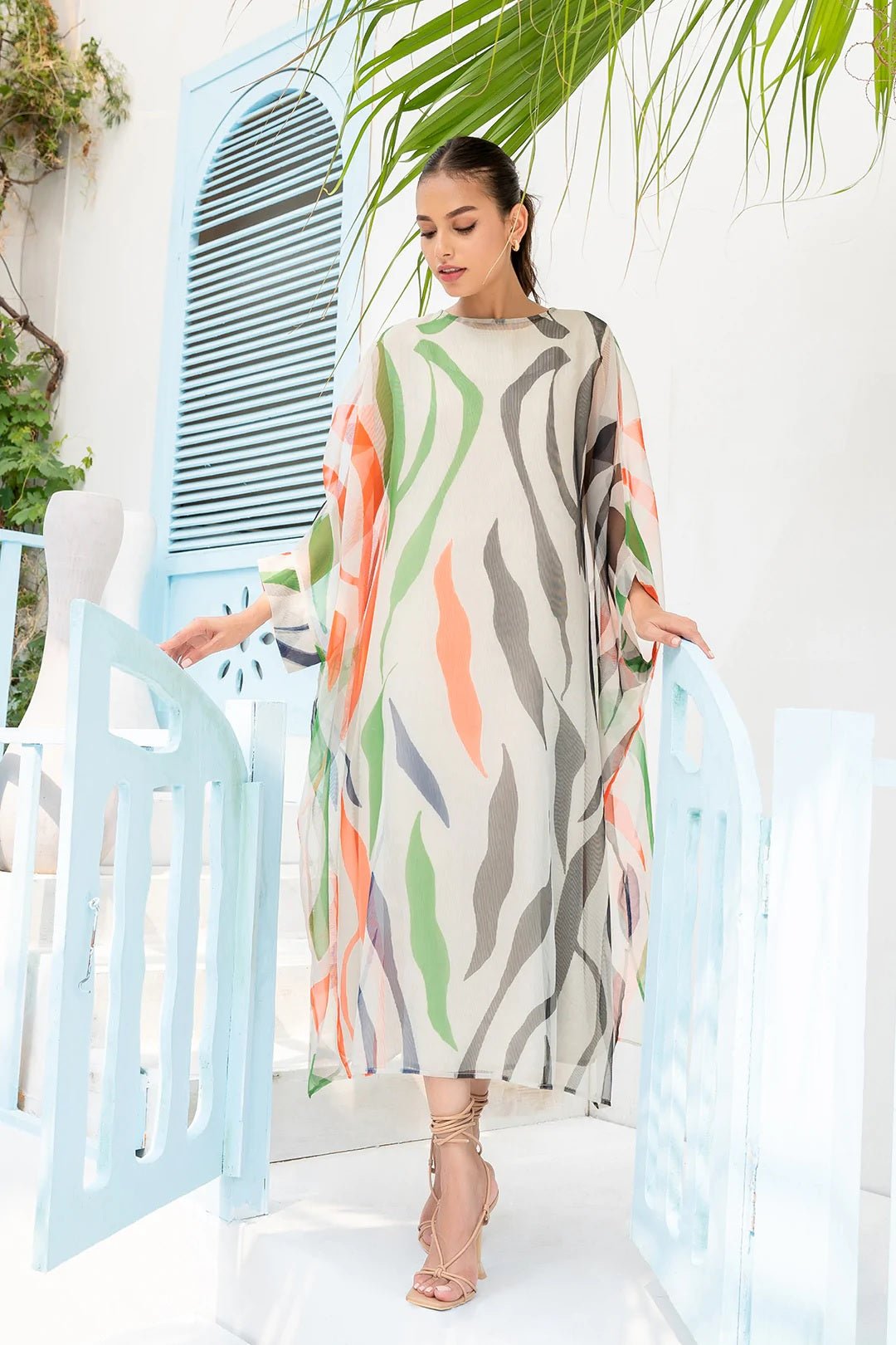 Rich Georgette Kaftan Dress - Navvi.in