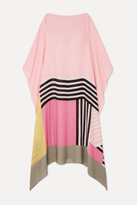 Rose Pink Satin Silk Kaftan Dress - Navvi.in