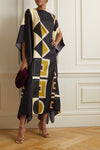 Royal Black & Beige Kaftan Dress - Navvi.in