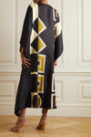 Royal Black & Beige Kaftan Dress - Navvi.in