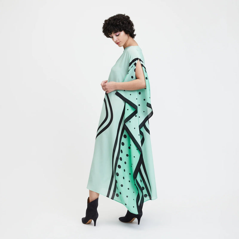 Sea Green Kaftan Dress - Navvi.in