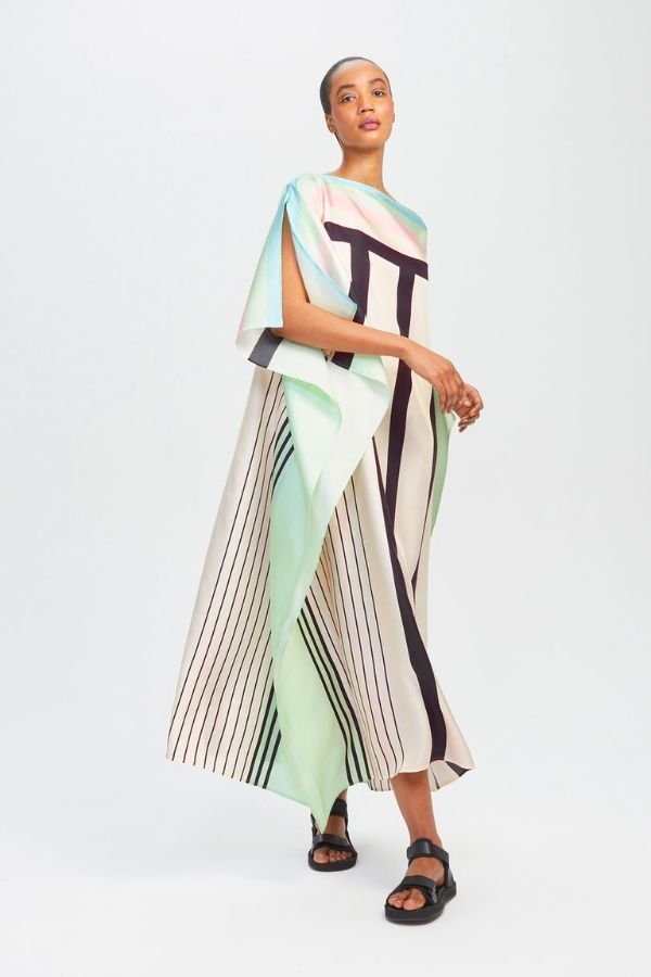 Street Wear Satin Silk Kaftan Dress - Navvi.in