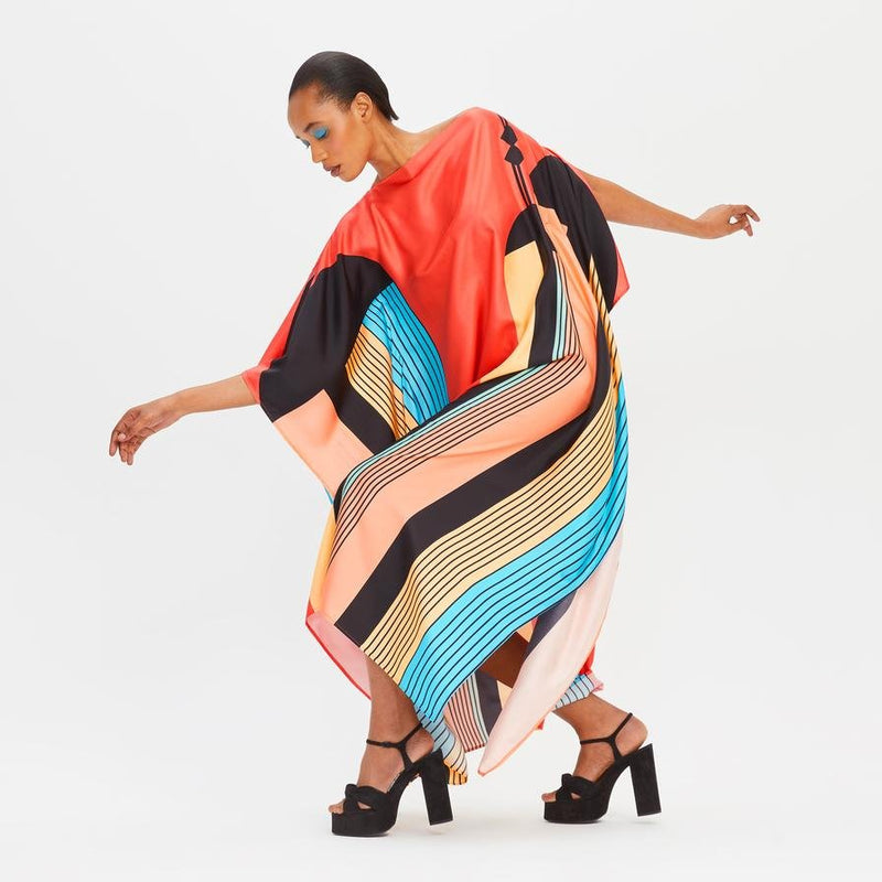 Sunset Soft Silk Kaftan - Navvi.in