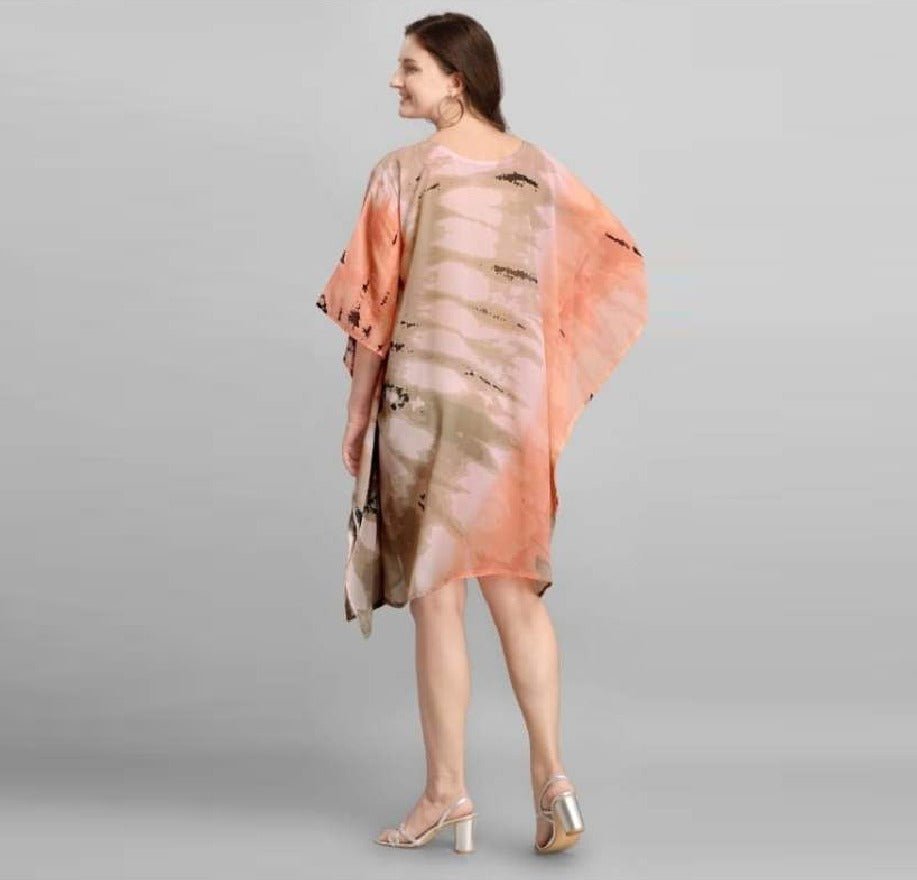 Tie & Dye Short Kaftan Dress - Navvi.in