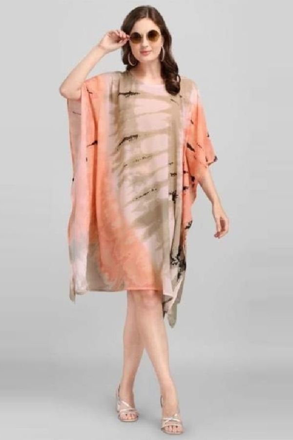 Tie & Dye Short Kaftan Dress - Navvi.in
